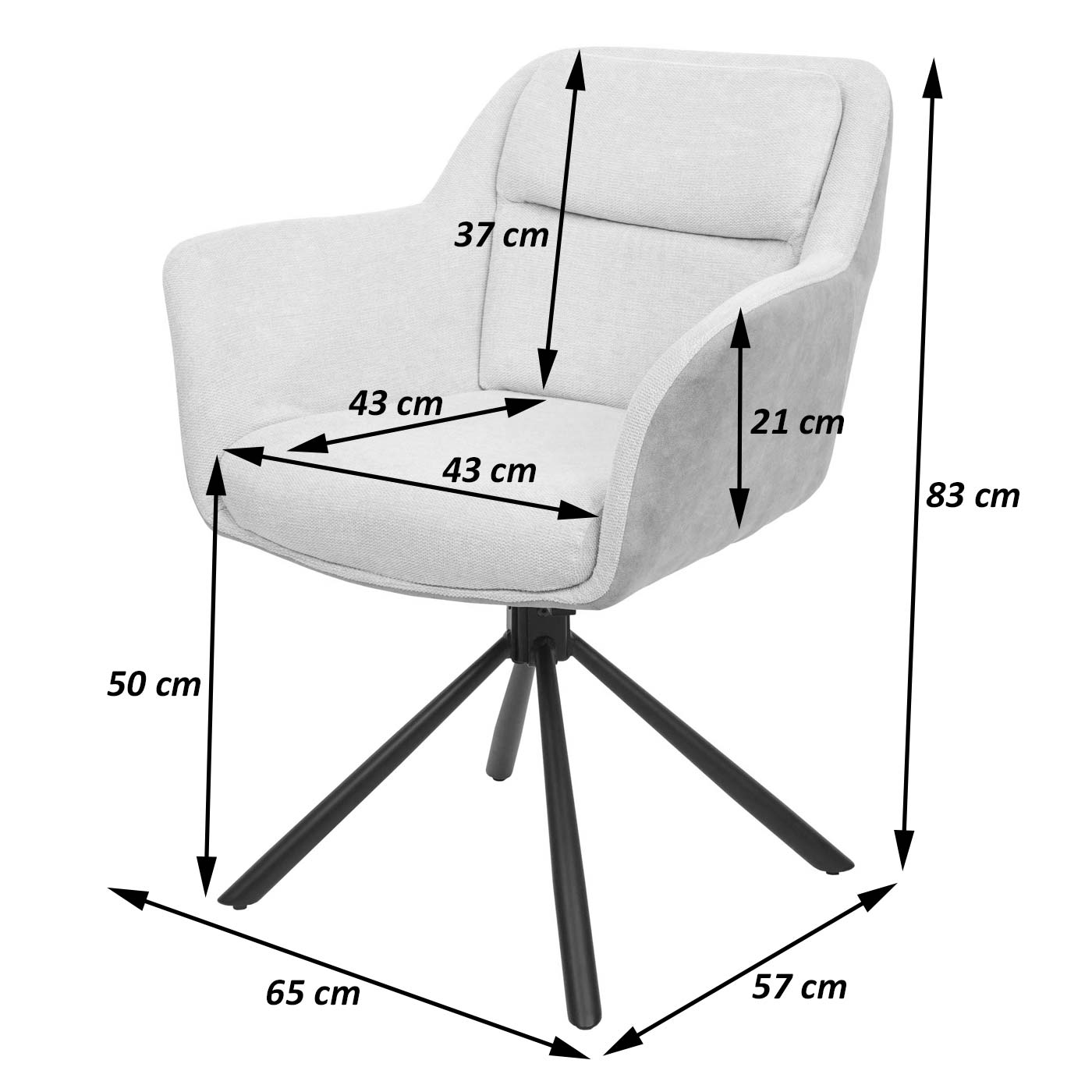 Cosmo Casa - Set van 2 Eetkamerstoelen - Swivel - Kunstleer - Grijs-Donkergrijs