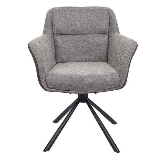 Cosmo Casa - Set van 2 Eetkamerstoelen - Swivel - Kunstleer - Grijs-Donkergrijs