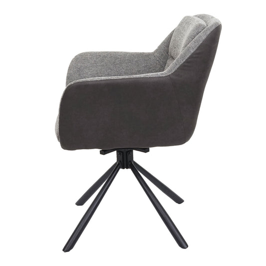 Cosmo Casa - Set van 2 Eetkamerstoelen - Swivel - Kunstleer - Grijs-Donkergrijs