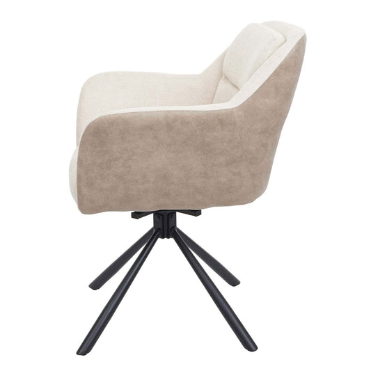 Cosmo Casa - Set van 2 Eetkamerstoelen - Swivel - Kunstleer - Crème