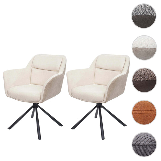 Cosmo Casa - Set van 2 Eetkamerstoelen - Swivel - Kunstleer - Crème