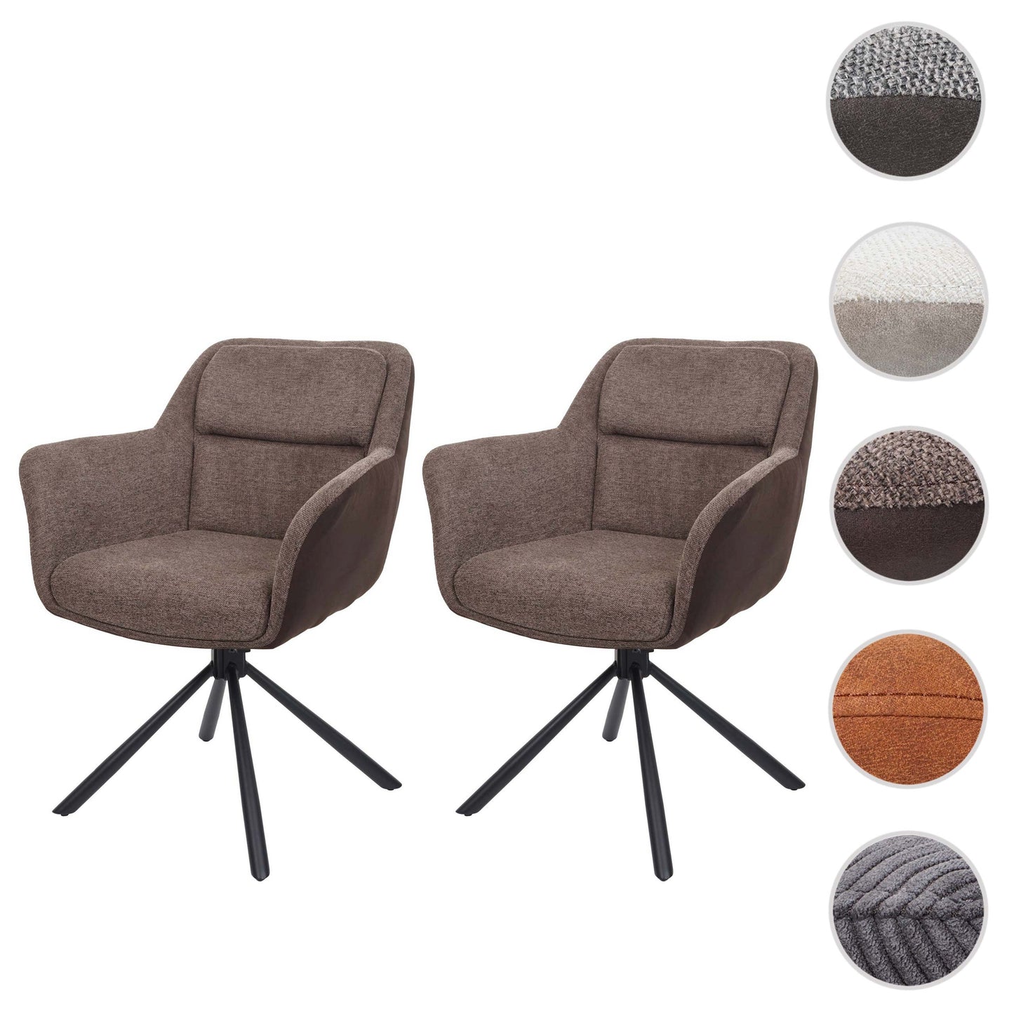 Cosmo Casa - Set van 2 Eetkamerstoelen - Swivel - Kunstleer - Bruin-Donkerbruin