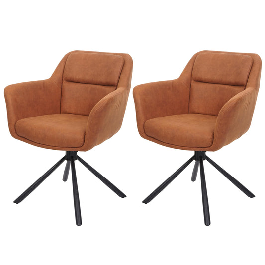 Cosmo Casa - Set van 2 Eetkamerstoelen - Swivel - Suède Bruin