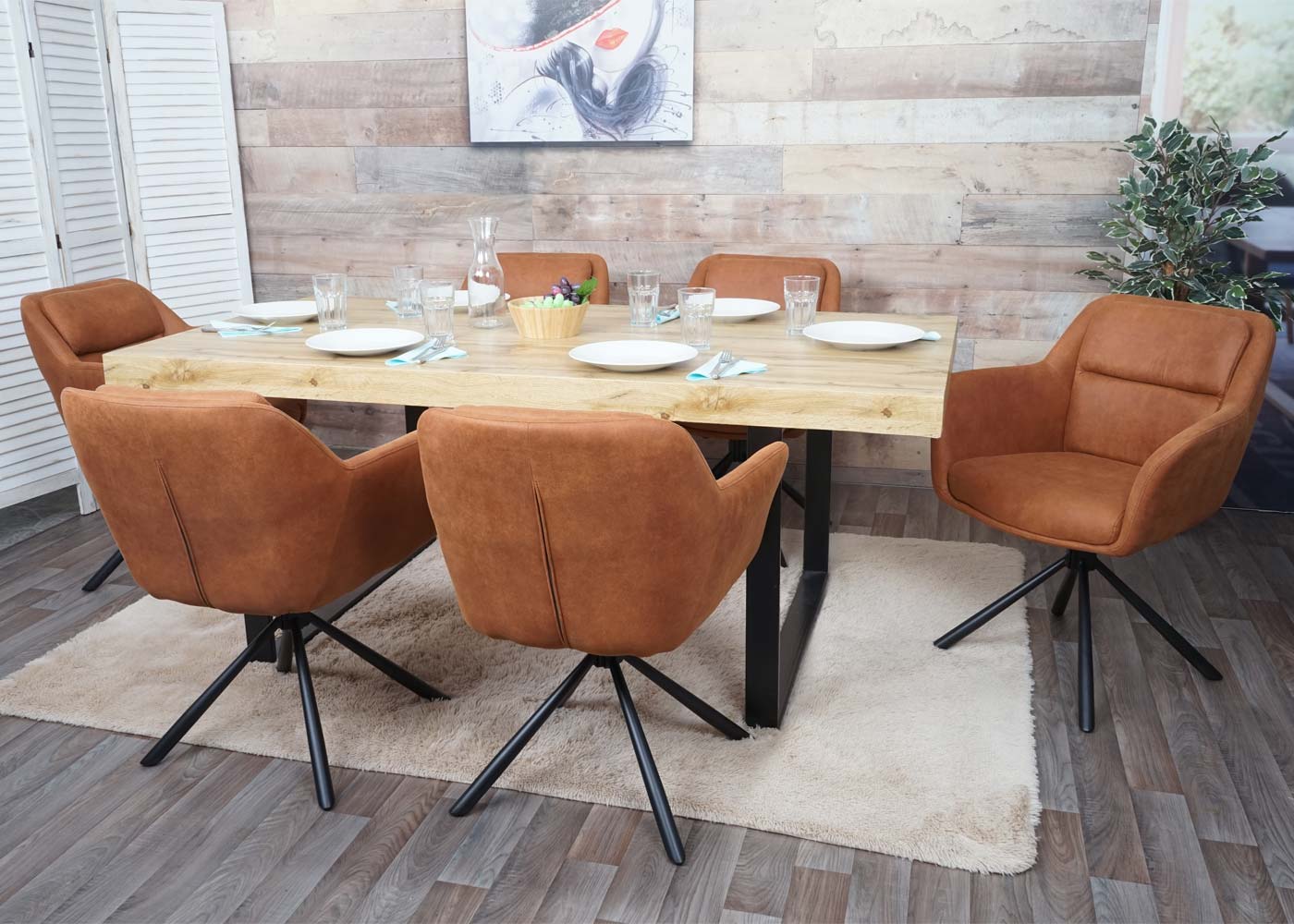 Cosmo Casa - Set van 2 Eetkamerstoelen - Swivel - Suède Bruin