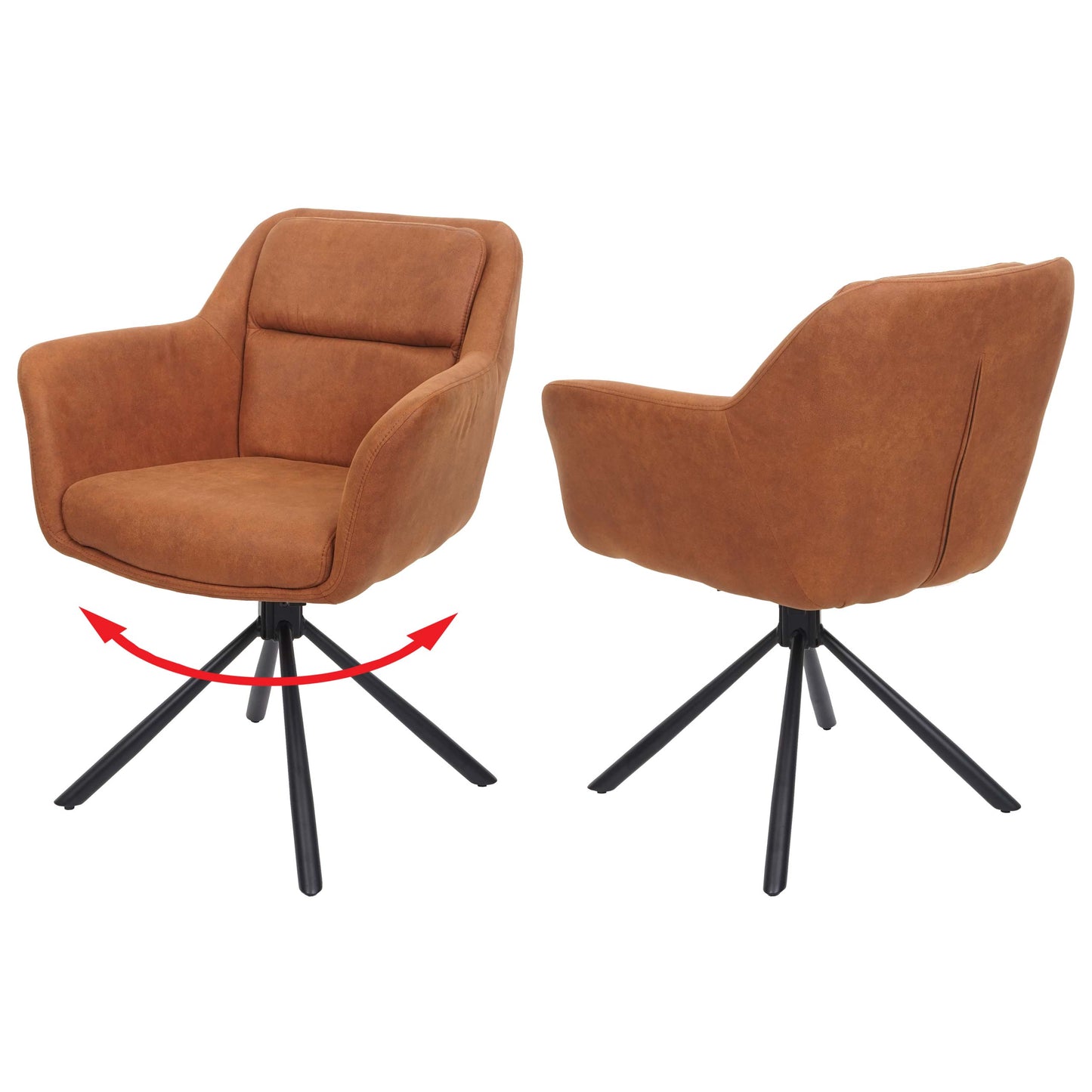 Cosmo Casa - Set van 2 Eetkamerstoelen - Swivel - Suède Bruin