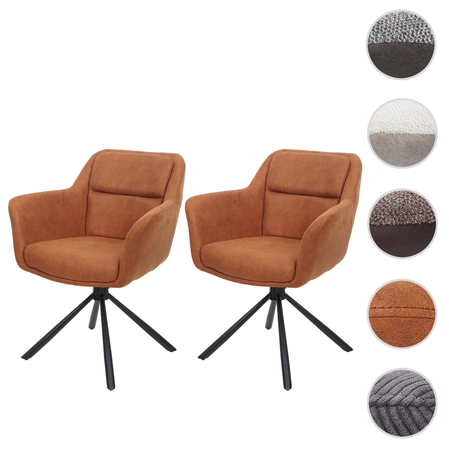 Cosmo Casa - Set van 2 Eetkamerstoelen - Swivel - Suède Bruin