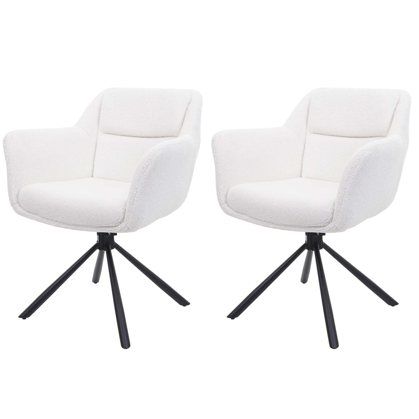 Cosmo Casa - Set van 2 Eetkamerstoelen - Draaibaar - Bouclé - Wit