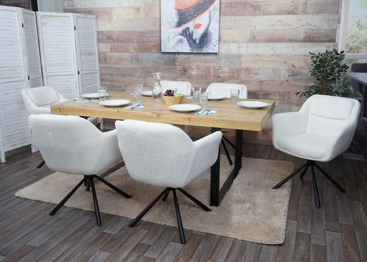 Cosmo Casa - Set van 2 Eetkamerstoelen - Draaibaar - Bouclé - Wit