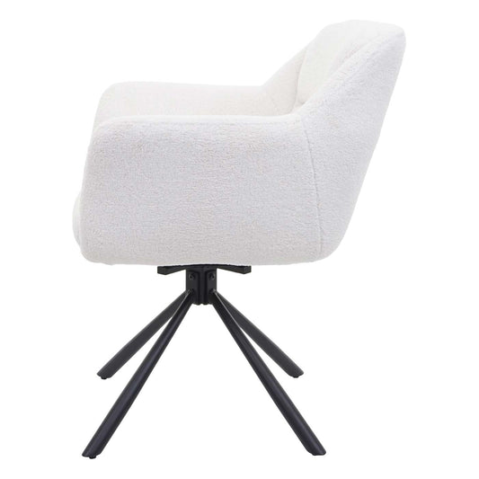Cosmo Casa - Set van 2 Eetkamerstoelen - Draaibaar - Bouclé - Wit