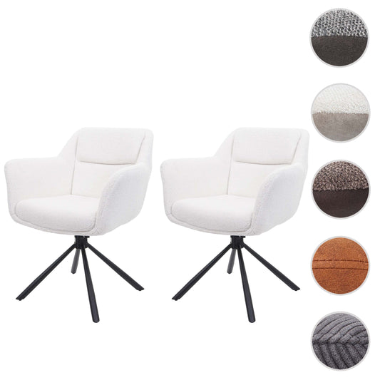 Cosmo Casa - Set van 2 Eetkamerstoelen - Draaibaar - Bouclé - Wit