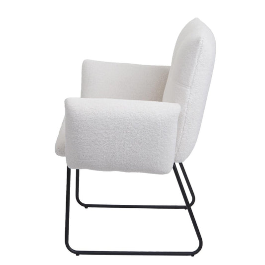 Cosmo Casa - Set van 2 Eetkamerstoelen - Armleuning - Bouclé - Wit