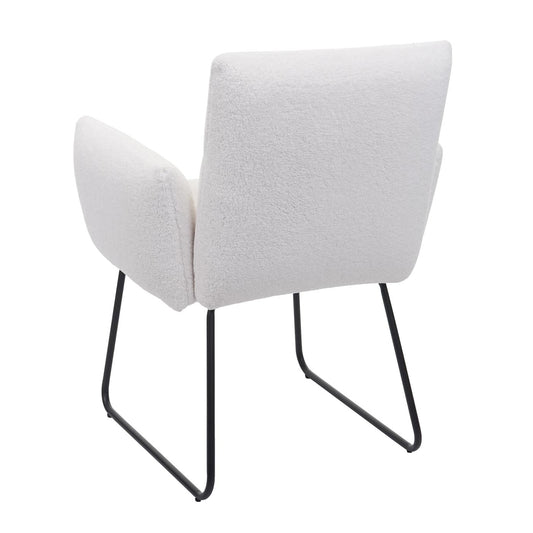 Cosmo Casa - Set van 2 Eetkamerstoelen - Armleuning - Bouclé - Wit