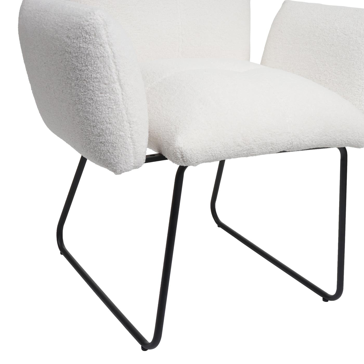 Cosmo Casa - Set van 2 Eetkamerstoelen - Armleuning - Bouclé - Wit