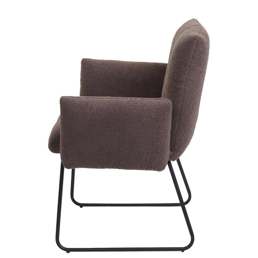Cosmo Casa - Set van 2 Eetkamerstoelen - Armleuning - Bouclé - Bruin