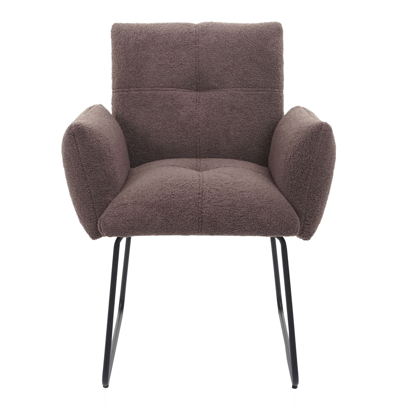 Cosmo Casa - Set van 2 Eetkamerstoelen - Armleuning - Bouclé - Bruin