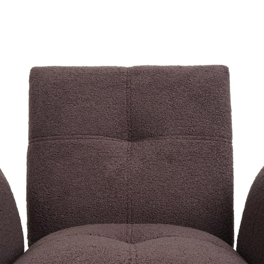 Cosmo Casa - Set van 2 Eetkamerstoelen - Armleuning - Bouclé - Bruin