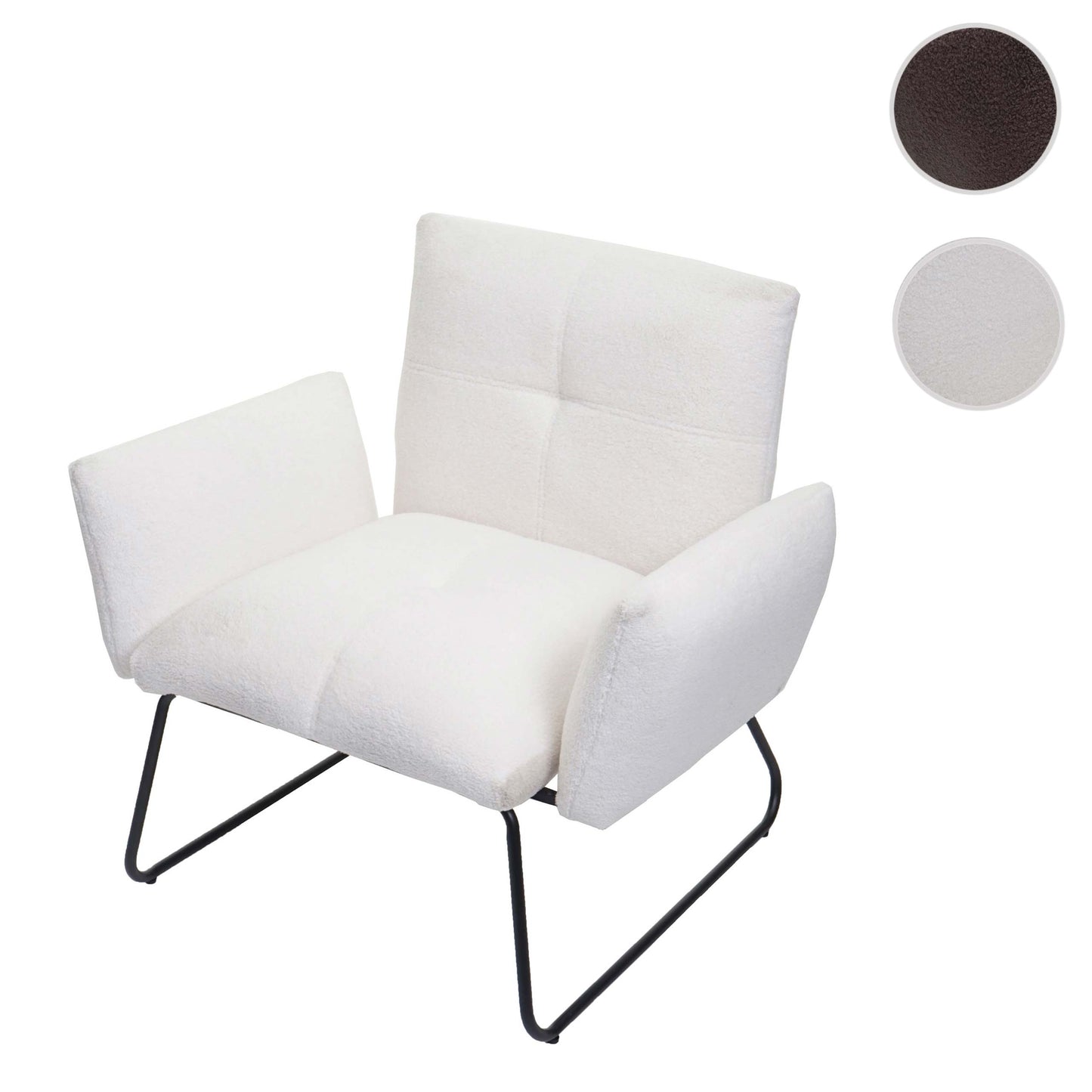 Cosmo Casa - Loungestoel - Bouclé - Textiel - Wit