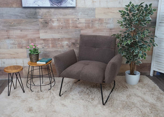 Cosmo Casa - Loungestoel - Bouclé - Textiel - Bruin