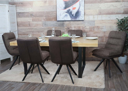 Cosmo Casa - Eetkamerstoel - Swivel - Textiel - Bruin-Donkerbruin