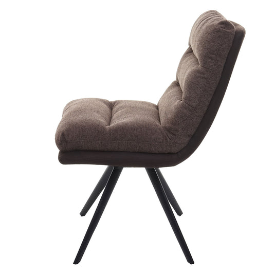 Cosmo Casa - Eetkamerstoel - Swivel - Textiel - Bruin-Donkerbruin