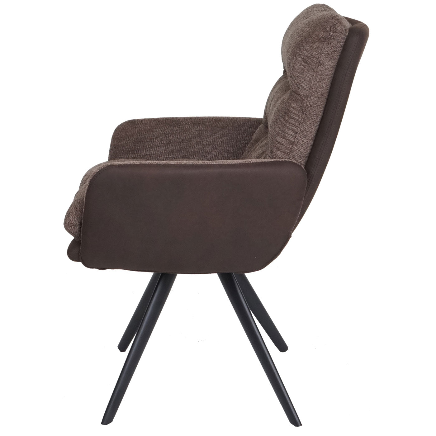 Cosmo Casa - Eetkamerstoel - Swivel - Textiel - Bruin-Donkerbruin