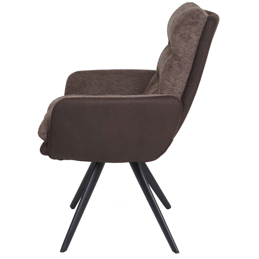 Cosmo Casa - Eetkamerstoel - Swivel - Textiel - Bruin-Donkerbruin