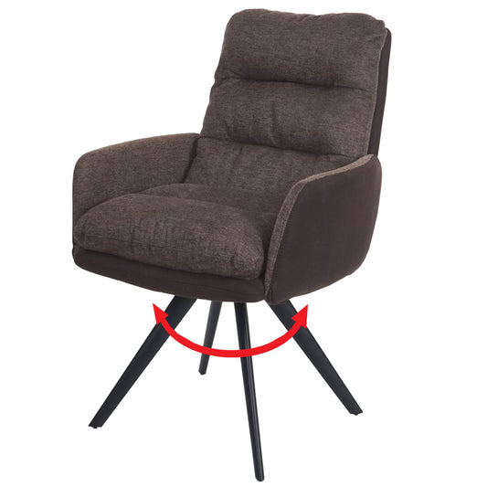Cosmo Casa - Eetkamerstoel - Swivel - Textiel - Bruin-Donkerbruin
