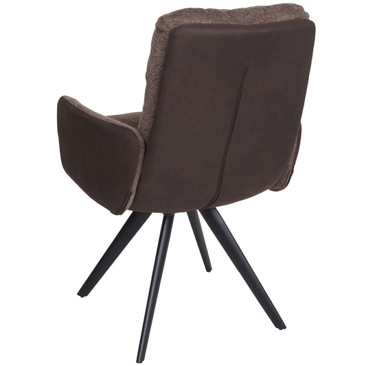 Cosmo Casa - Eetkamerstoel - Swivel - Textiel - Bruin-Donkerbruin