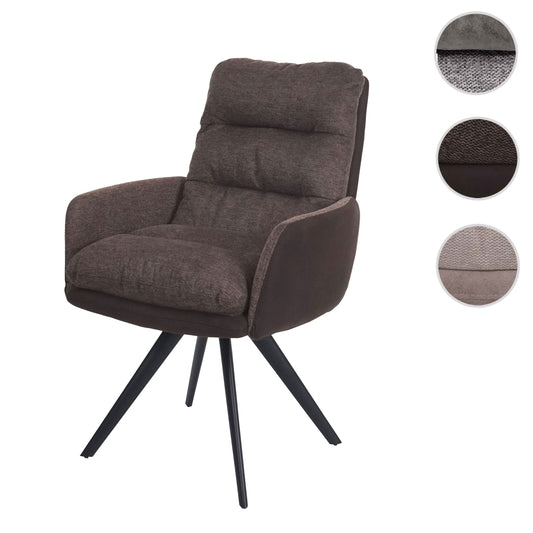 Cosmo Casa - Eetkamerstoel - Swivel - Textiel - Bruin-Donkerbruin