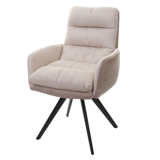 Cosmo Casa - Eetkamerstoel - Swivel - Textiel - Crème