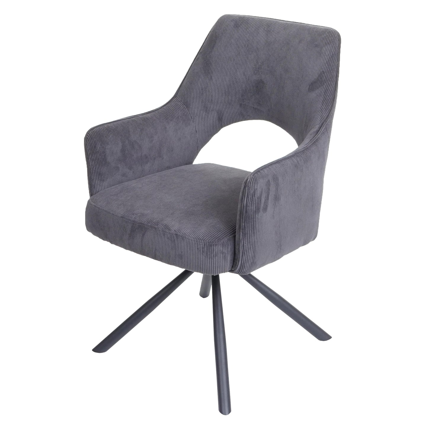 Cosmo Casa - Eetkamerstoel - Swivel - Textiel - Corduroy Donkergrijs