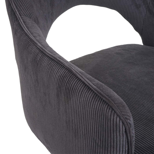 Cosmo Casa - Eetkamerstoel - Swivel - Textiel - Corduroy Donkergrijs