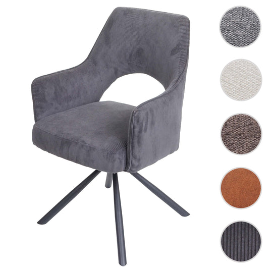 Cosmo Casa - Eetkamerstoel - Swivel - Textiel - Corduroy Donkergrijs