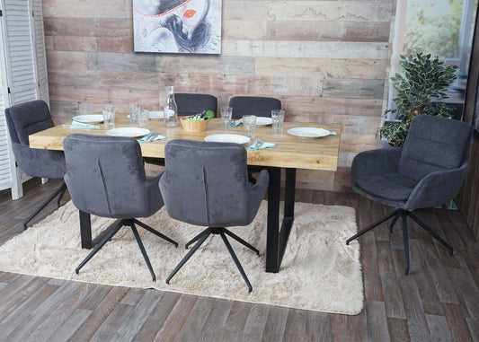 Cosmo Casa - Eetkamerstoel - Snoerlook - Textiel - Grijs