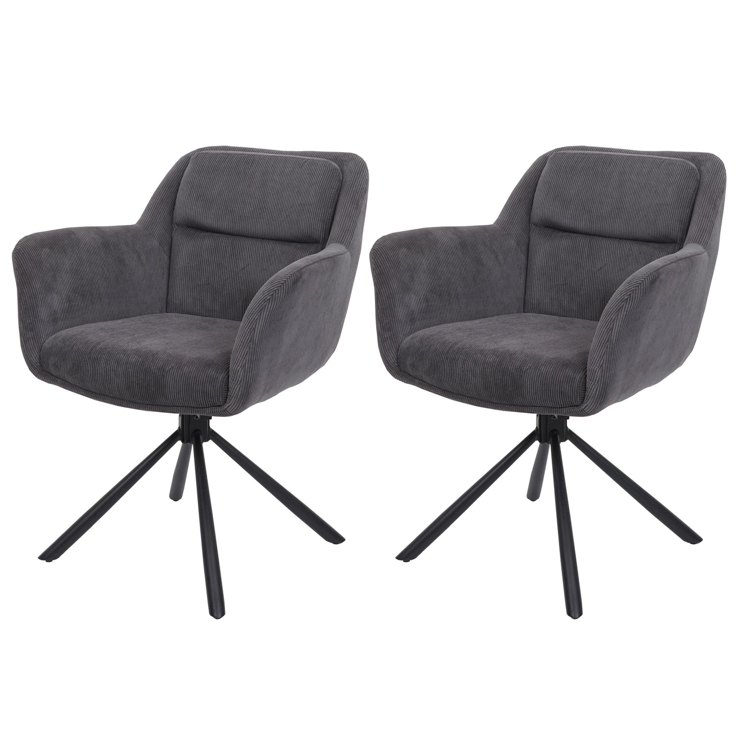 Cosmo Casa - Set van 2 Eetkamerstoelen - Swivel - Corduroy Grijs