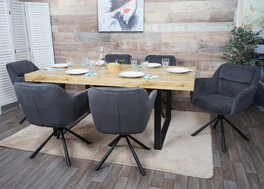 Cosmo Casa - Set van 2 Eetkamerstoelen - Swivel - Corduroy Grijs