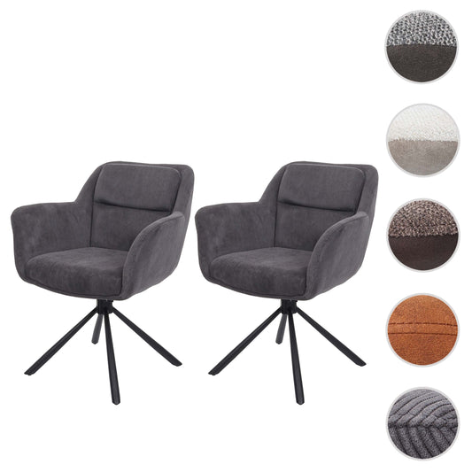 Cosmo Casa - Set van 2 Eetkamerstoelen - Swivel - Corduroy Grijs