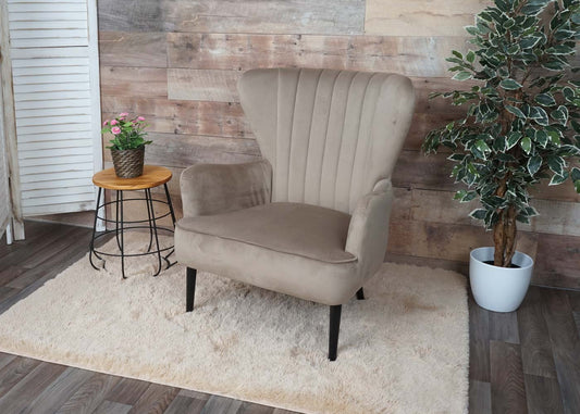 Cosmo Casa - Loungestoel - Gestoffeerd - Fluweel - Taupe