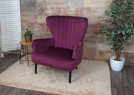 Cosmo Casa - Loungestoel - Gestoffeerd - Fluweel - Bordeaux