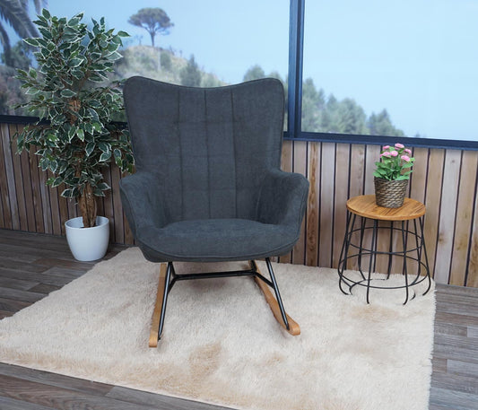 Cosmo Casa - Schommelstoel - Relax - Textiel - Antraciet