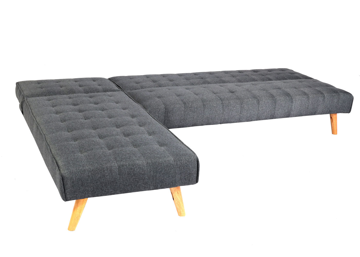 Cosmo Casa - Hoekbank - Klapbank - Textiel - Donkergrijs - 256 cm