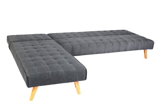 Cosmo Casa - Hoekbank - Klapbank - Textiel - Donkergrijs - 256 cm