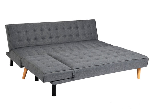 Cosmo Casa - Hoekbank - Klapbank - Textiel - Donkergrijs - 256 cm