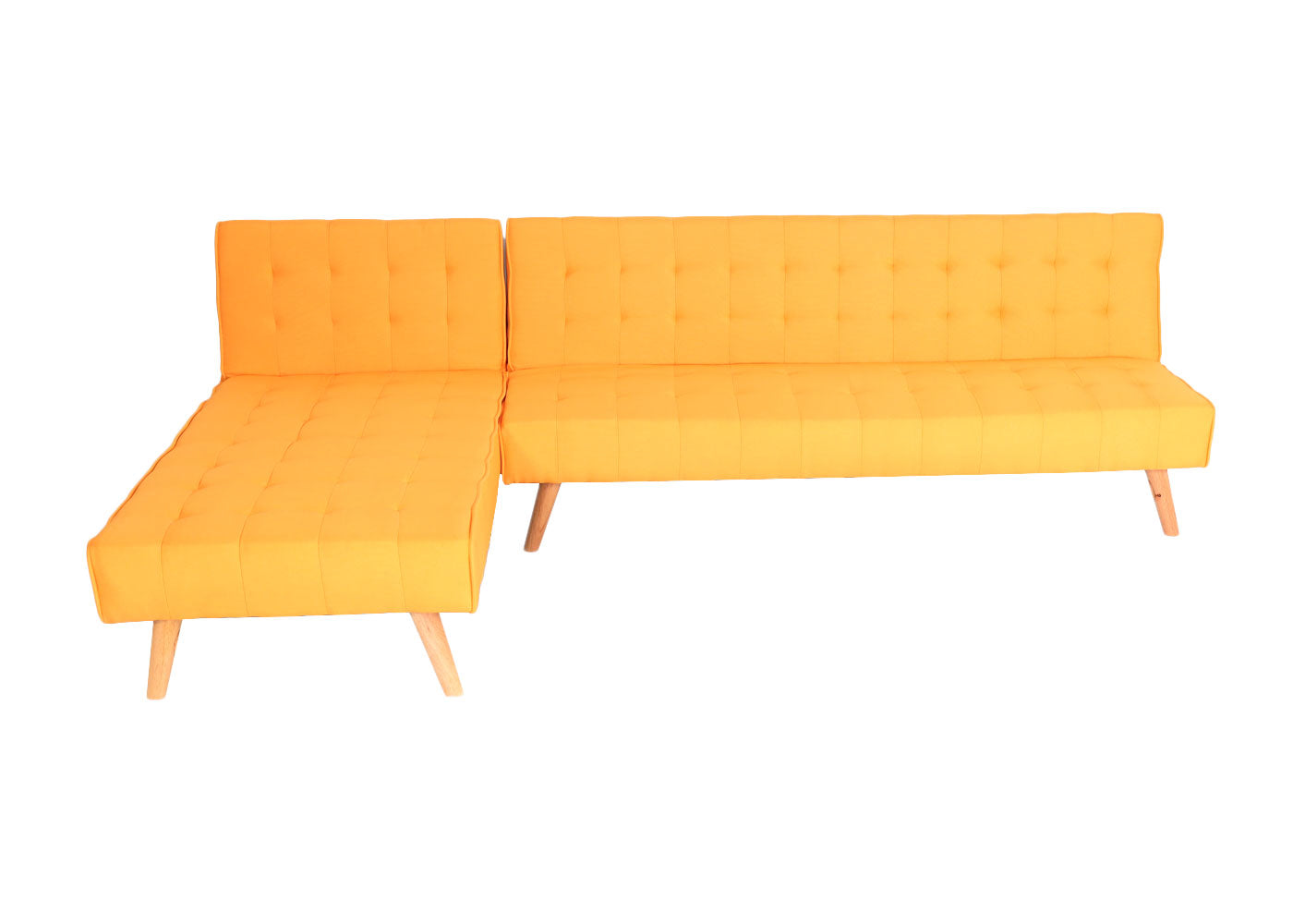 Cosmo Casa - Hoekbank - Klapbank - Textiel - Geel - 256 cm