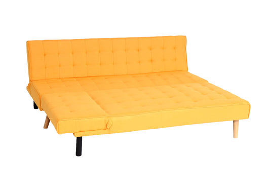 Cosmo Casa - Hoekbank - Klapbank - Textiel - Geel - 256 cm