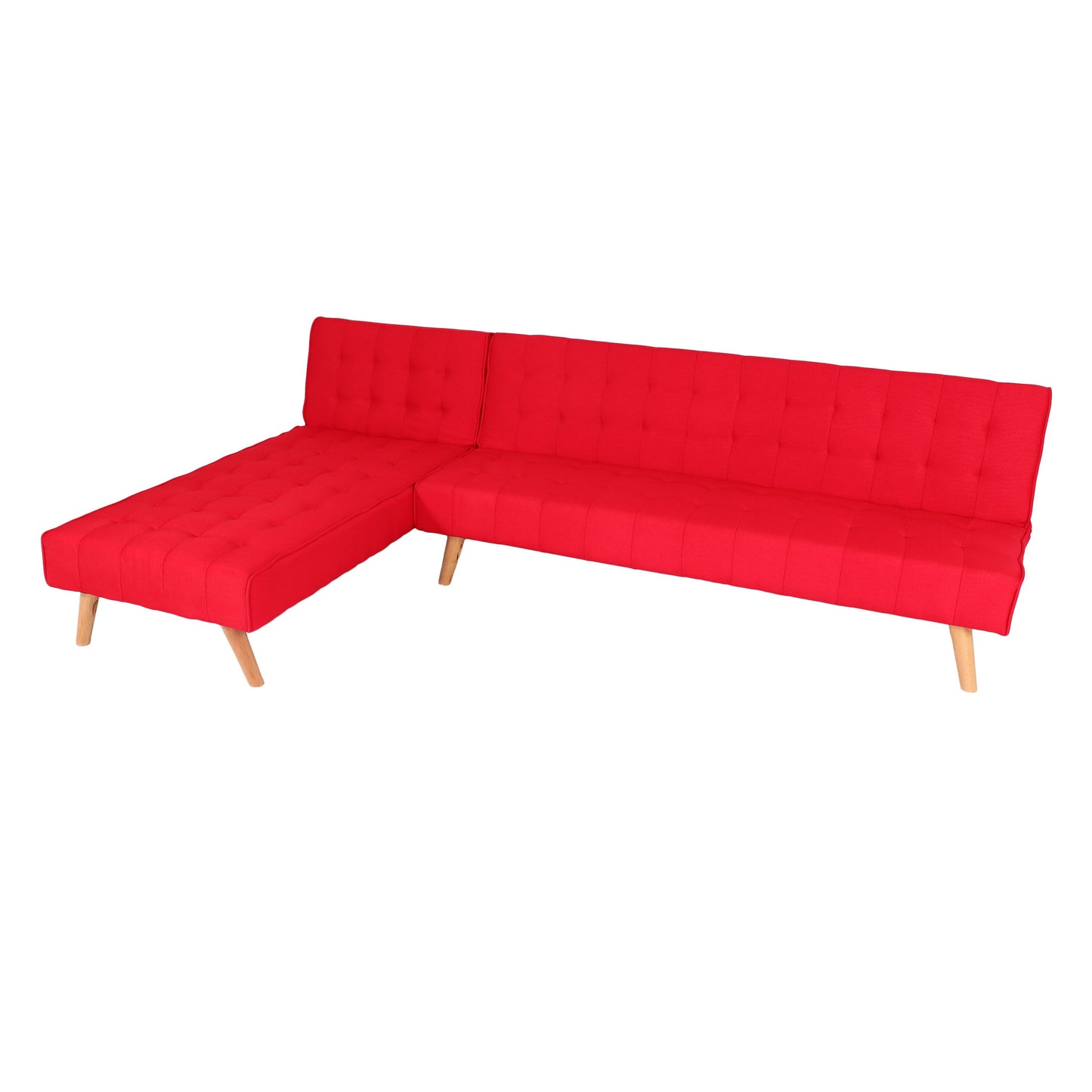 Cosmo Casa - Hoekbank - Klapbank - Textiel - Rood - 256 cm