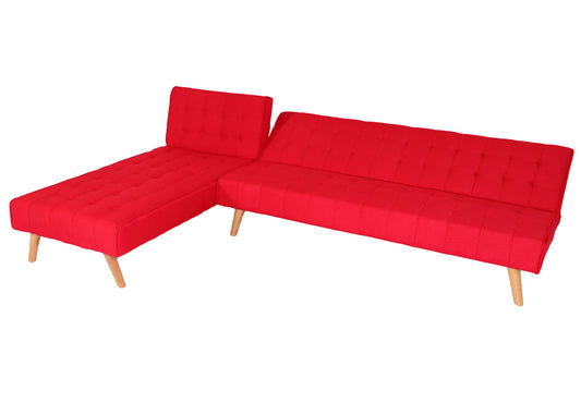 Cosmo Casa - Hoekbank - Klapbank - Textiel - Rood - 256 cm