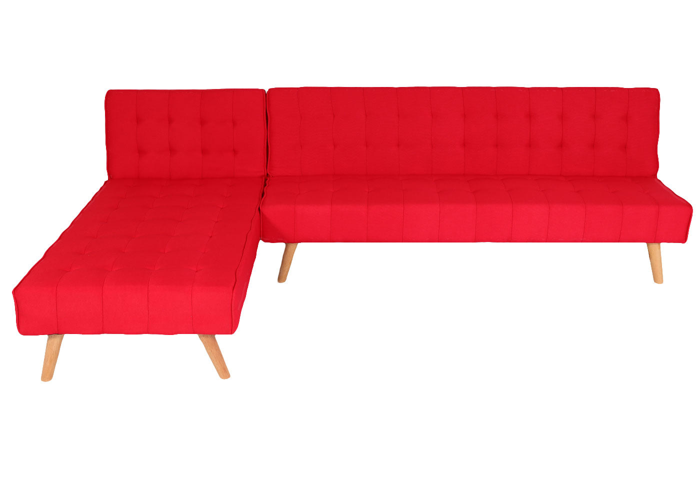 Cosmo Casa - Hoekbank - Klapbank - Textiel - Rood - 256 cm