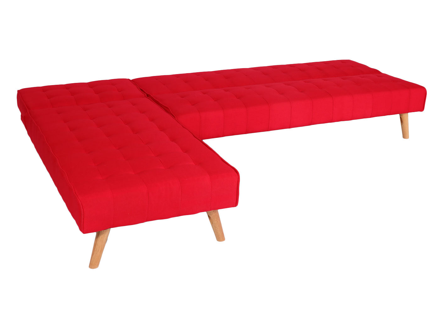 Cosmo Casa - Hoekbank - Klapbank - Textiel - Rood - 256 cm