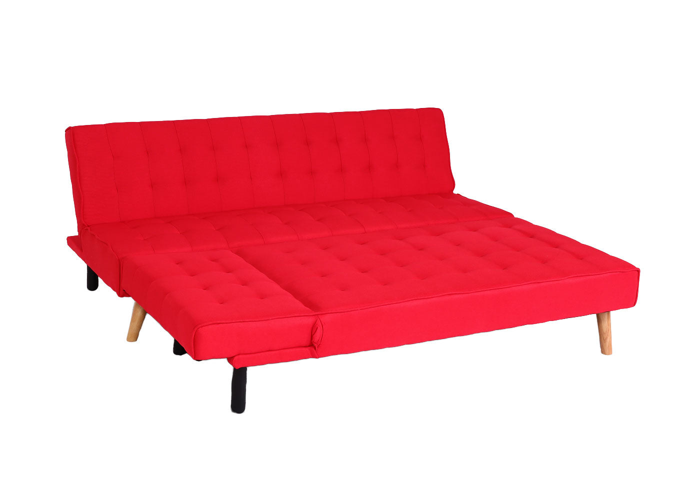 Cosmo Casa - Hoekbank - Klapbank - Textiel - Rood - 256 cm